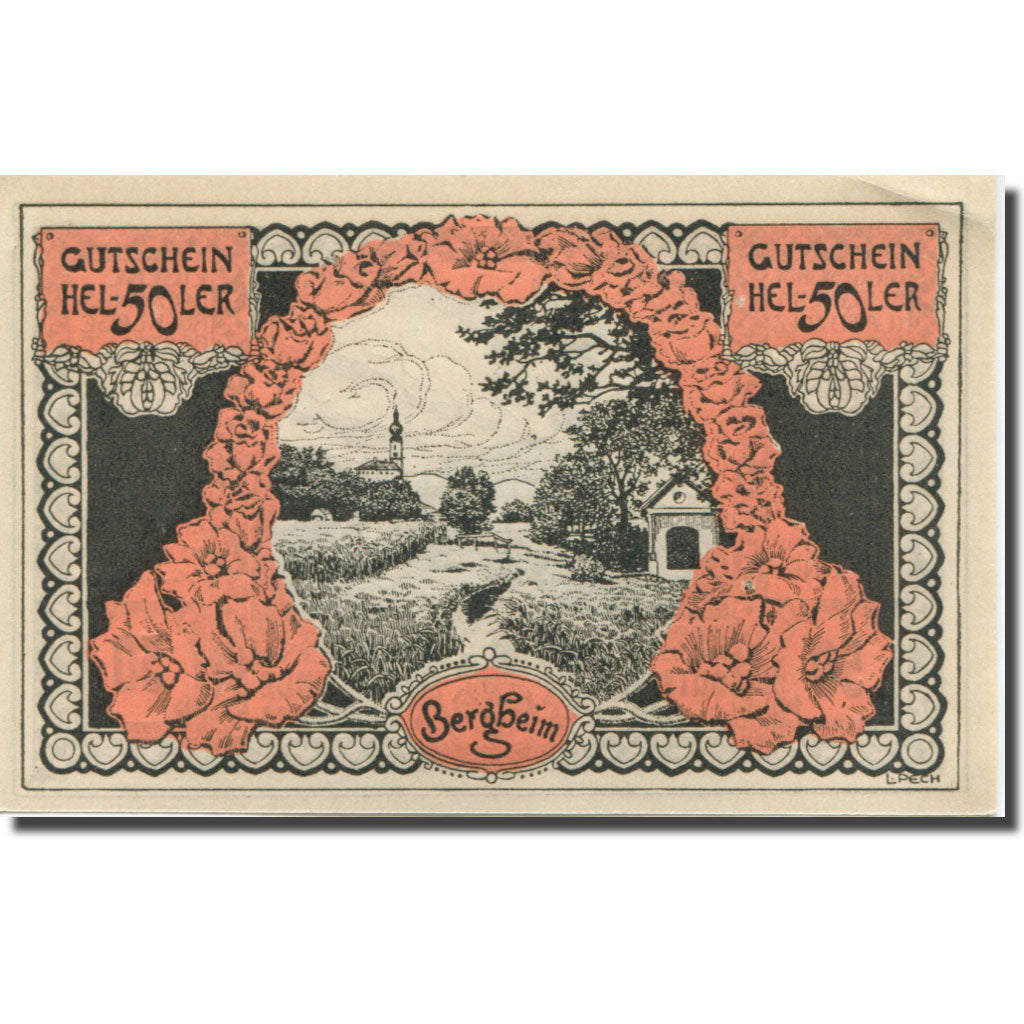 Banknote, Austria, Bergheim, 50 Heller, Eglise 1, 1920 UNC(63) Mehl:FS 82Ia