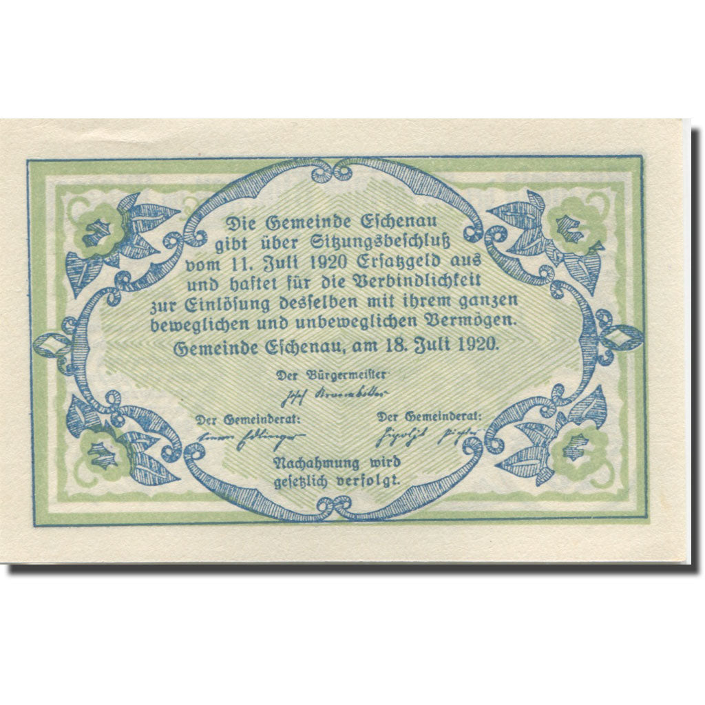 Banknote, Austria, Eschenau, 10 Heller, manoir, 1920 UNC(63) Mehl:FS 188a