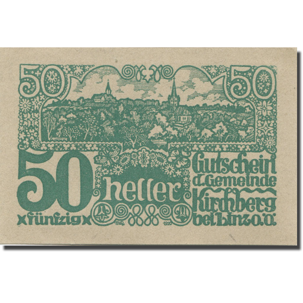 Banknote, Austria, Kirchberg, 50 Heller, village, 1920 UNC(65-70) Mehl:FS 443a