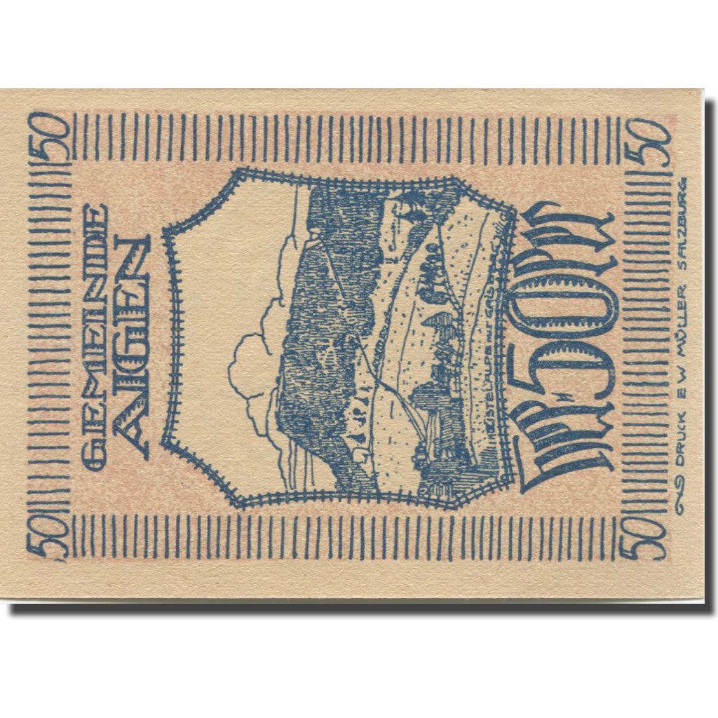 Banknote, Austria, Aigen, 50 Heller, paysage, 1920, UNC(65-70) Mehl:FS 13b