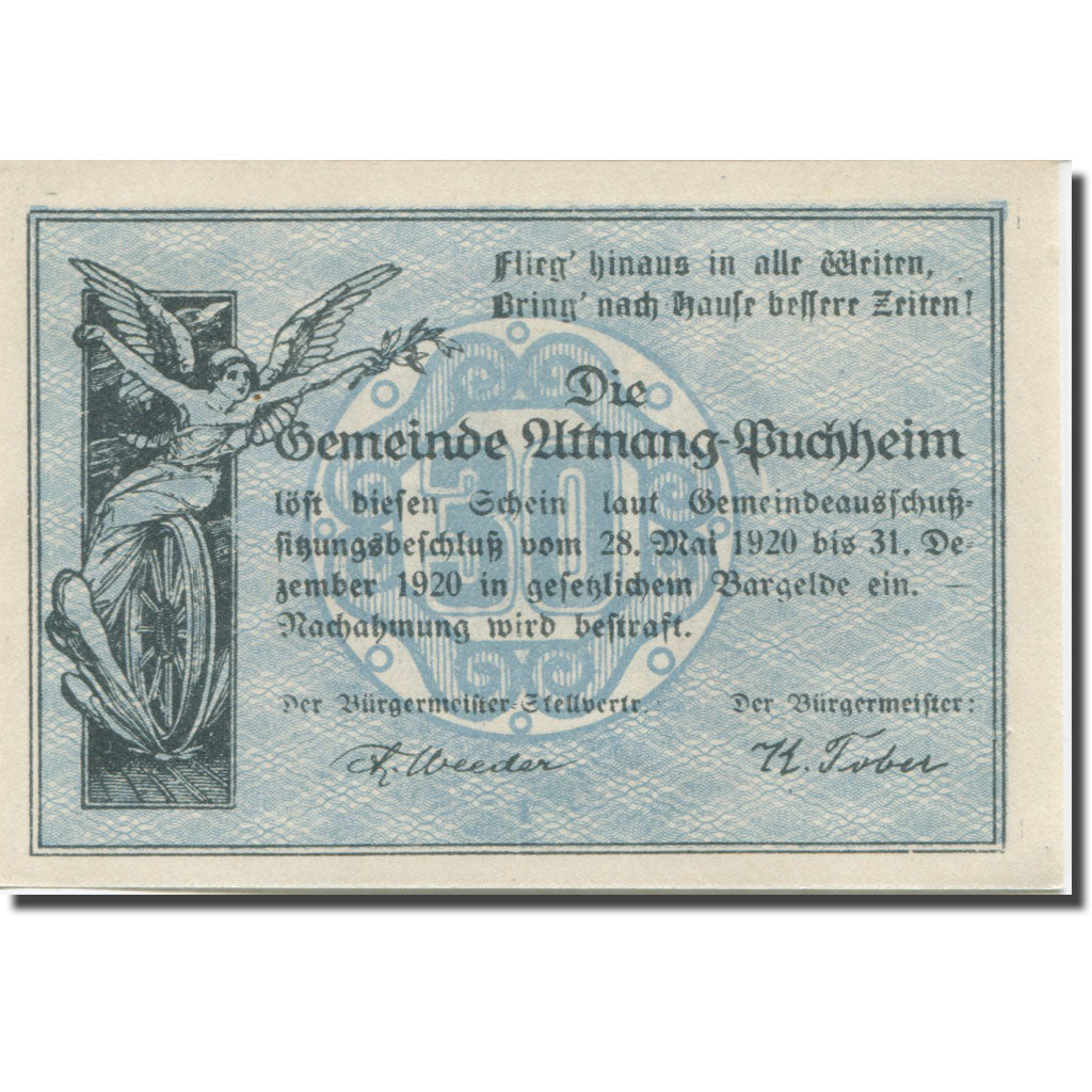 Banknote, Austria, Puchheim, 30 Heller, village 2, 1920 UNC(63) Mehl:FS 61II