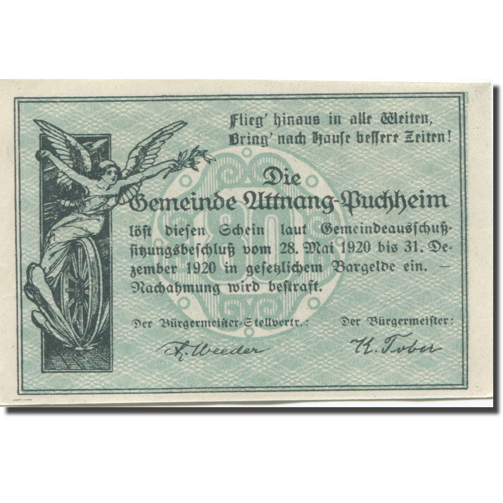 Banknote, Austria, Puchheim, 80 Heller, Village 3, 1920, UNC(63) Mehl:FS 61II