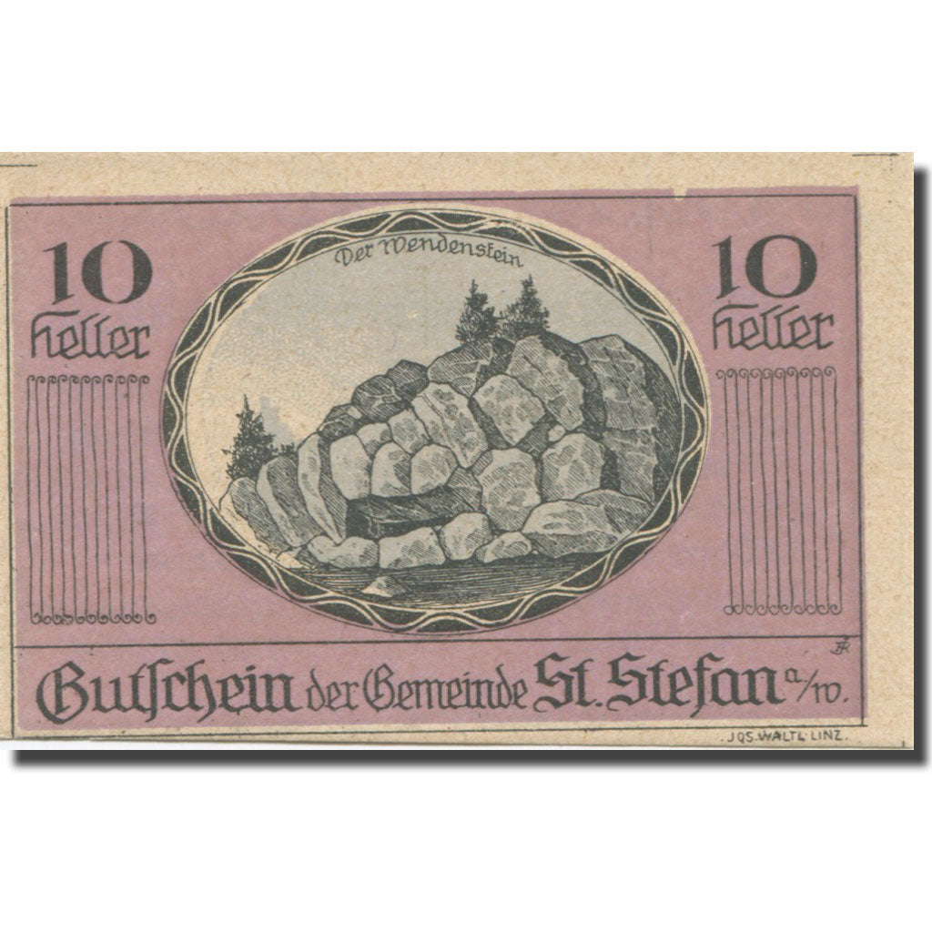 Banknote, Austria, St Stefan, 10 Heller, rocher, 1921 UNC(65-70) Mehl:FS 937a