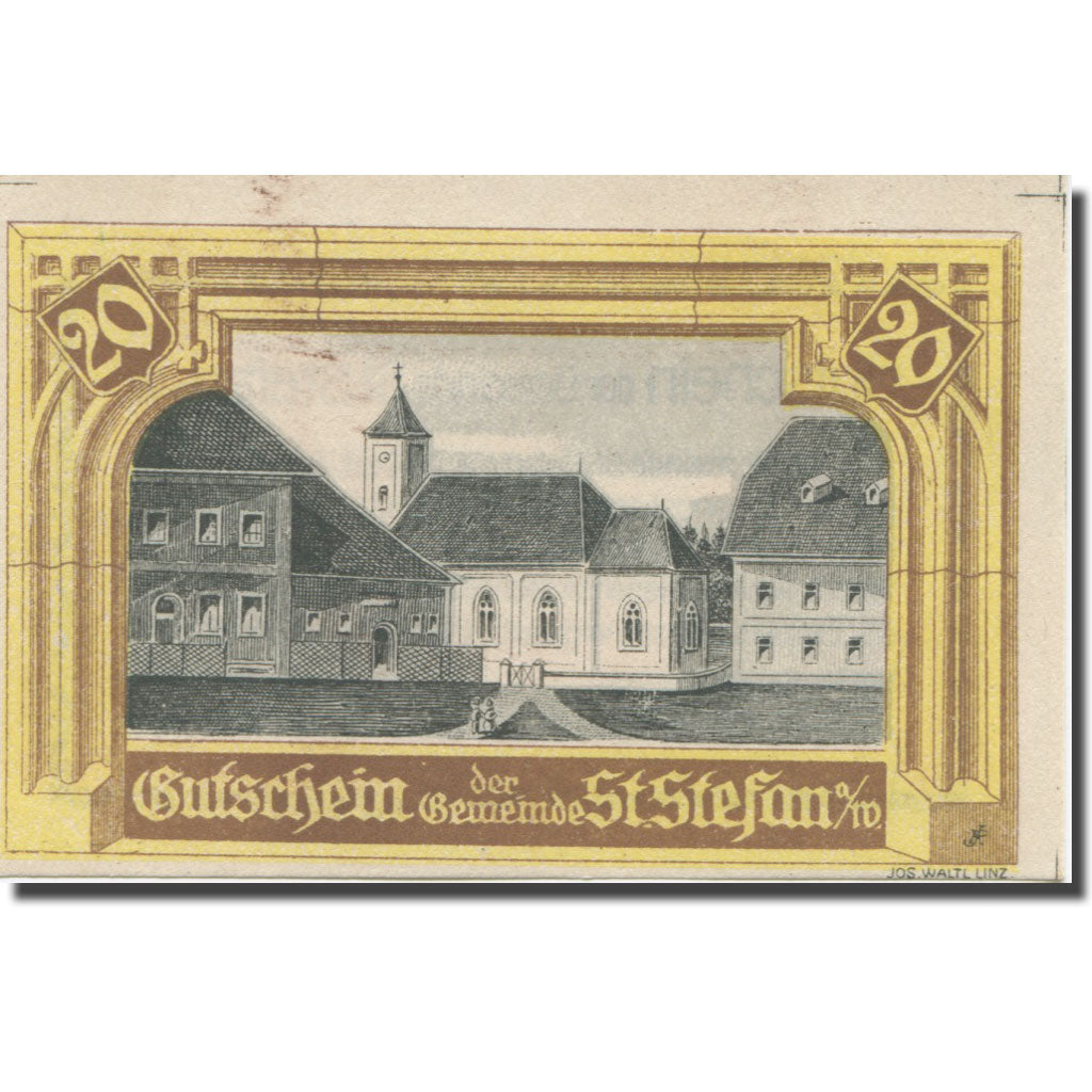 Banknote, Austria, St Stefan, 20 Heller, Eglise 1921 UNC(65-70) Mehl:FS 937a