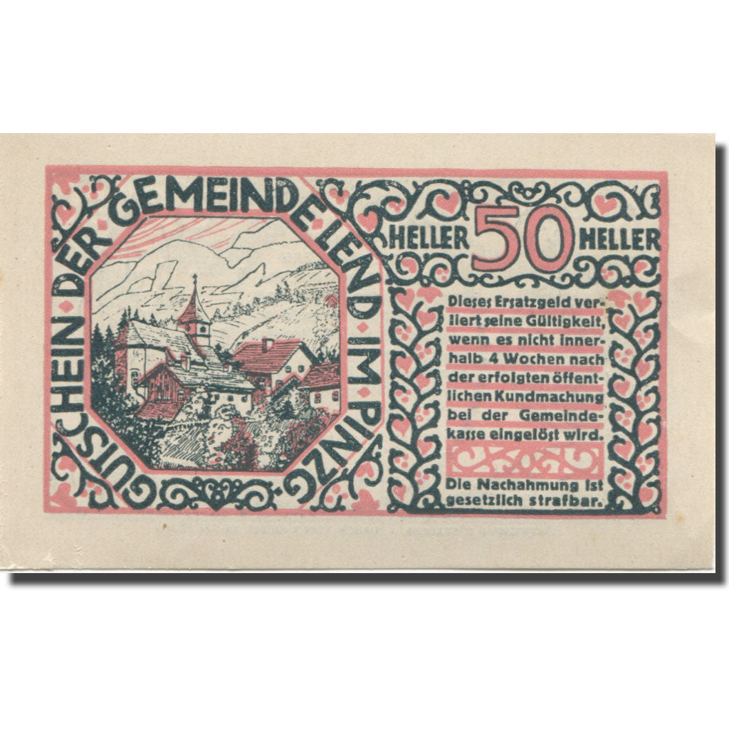 Banknote, Austria, Lend, 50 Heller, village, 1920 UNC(65-70) Mehl:FS 511IIb