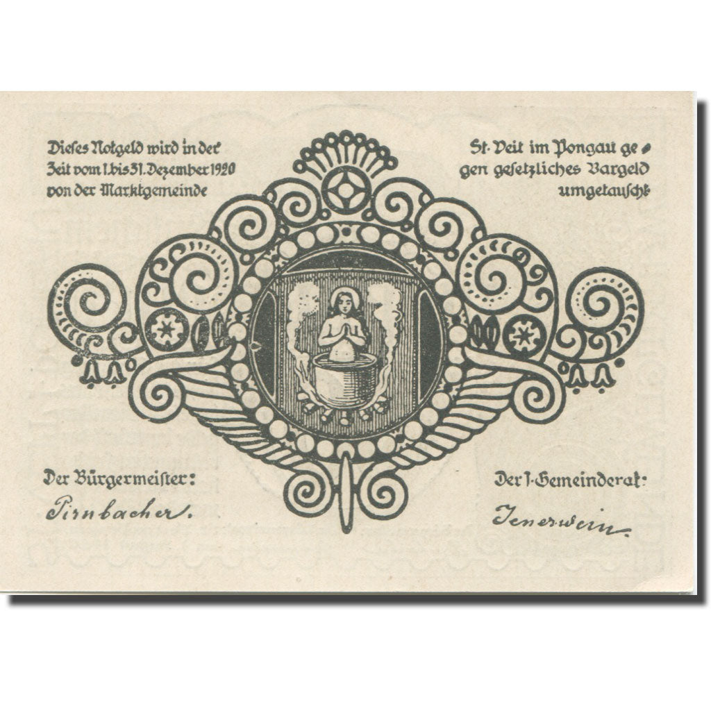 Banknote, Austria, St Veit, 50 Heller, Eglise, 1920, UNC(65-70) Mehl:FS 945a
