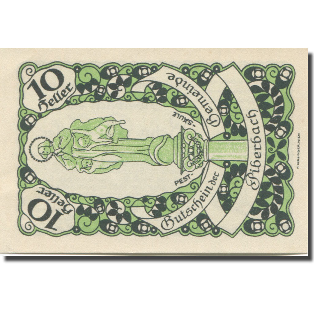 Banknote, Austria, Piberbach, 10 Heller, statue, 1920 UNC(65-70) Mehl:FS 746a