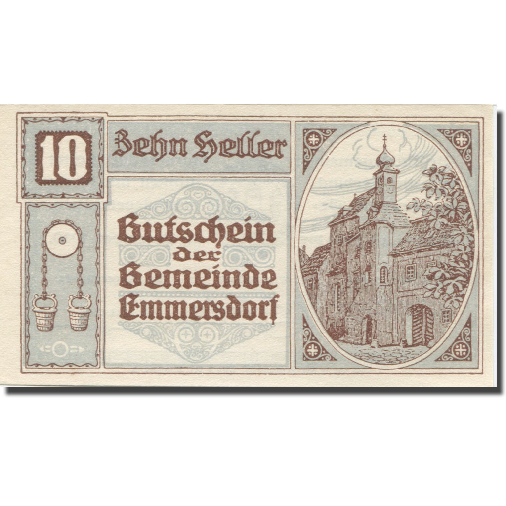 Banknote, Austria, Emmersdorf, 10 Heller, Eglise, 1920 UNC(65-70) Mehl:FS 171a