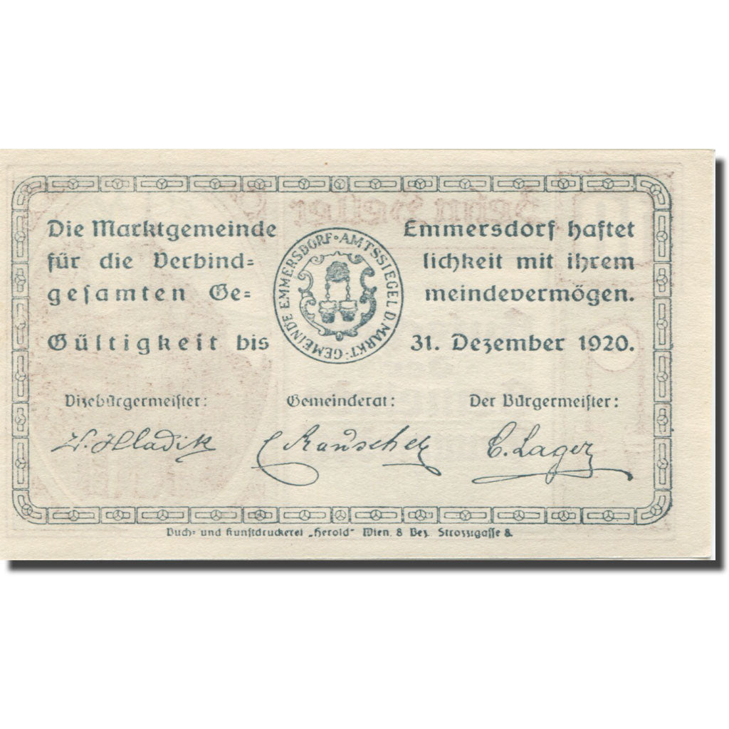 Banknote, Austria, Emmersdorf, 10 Heller, Eglise, 1920 UNC(65-70) Mehl:FS 171a