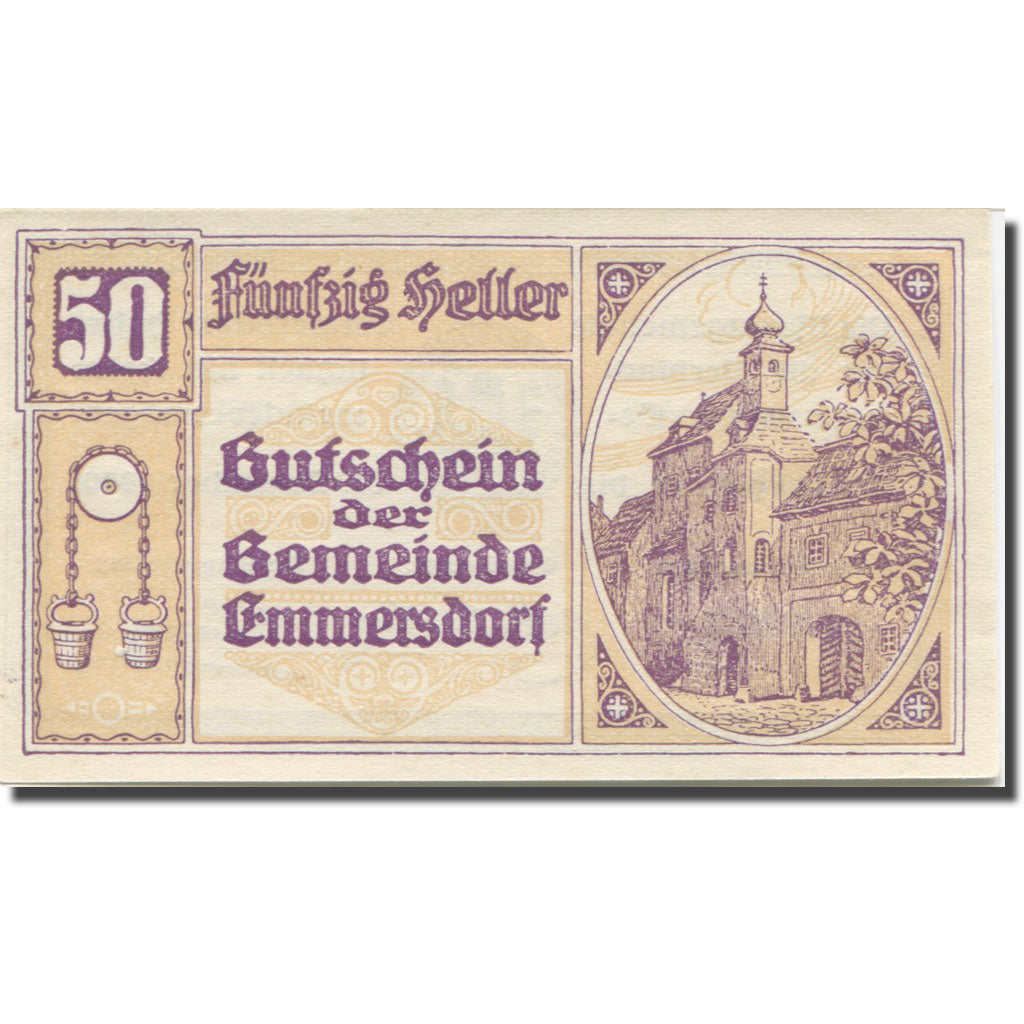 Banknote, Austria, Emmersdorf, 50 Heller, Eglise, 1920, UNC(65-70) Mehl:FS 171a