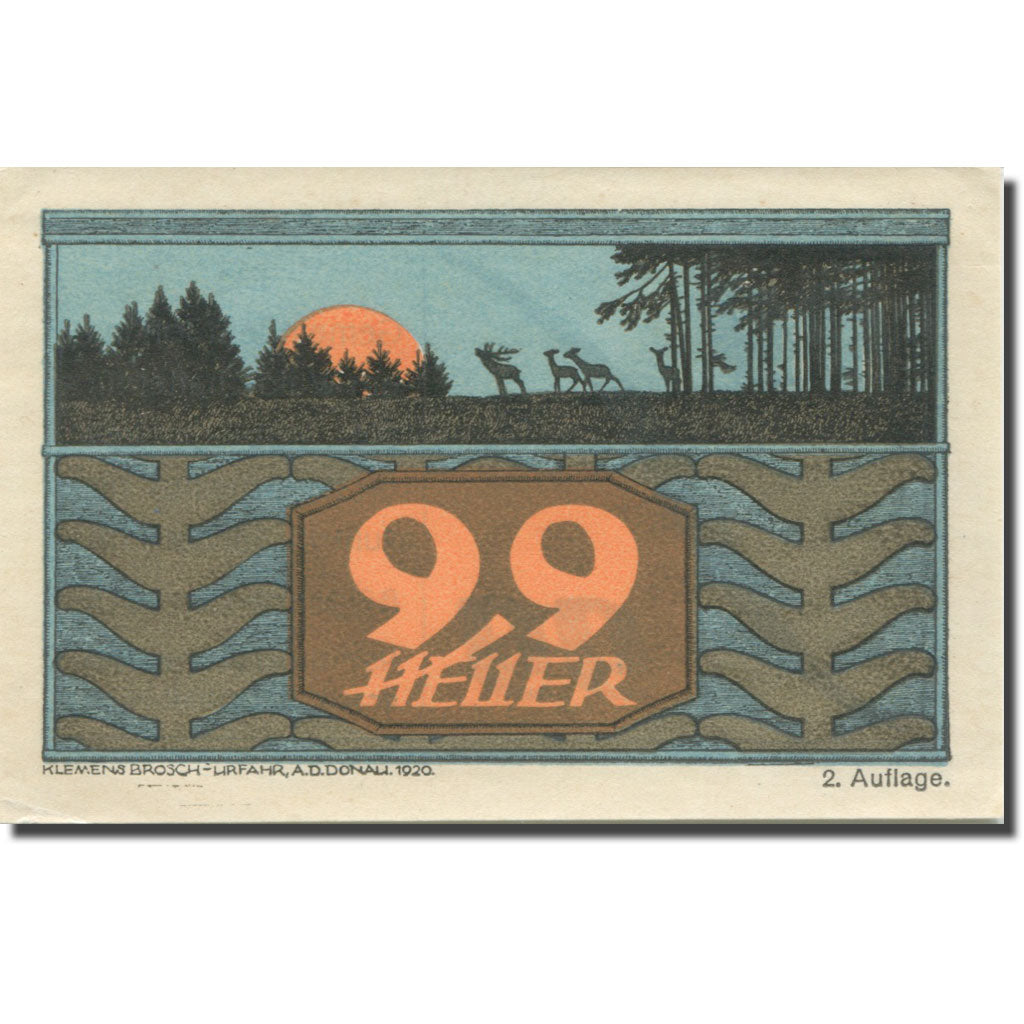 Banknote, Austria, St Johann, 99 Heller, Forêt, 1921 UNC(63) Mehl:FS 893a