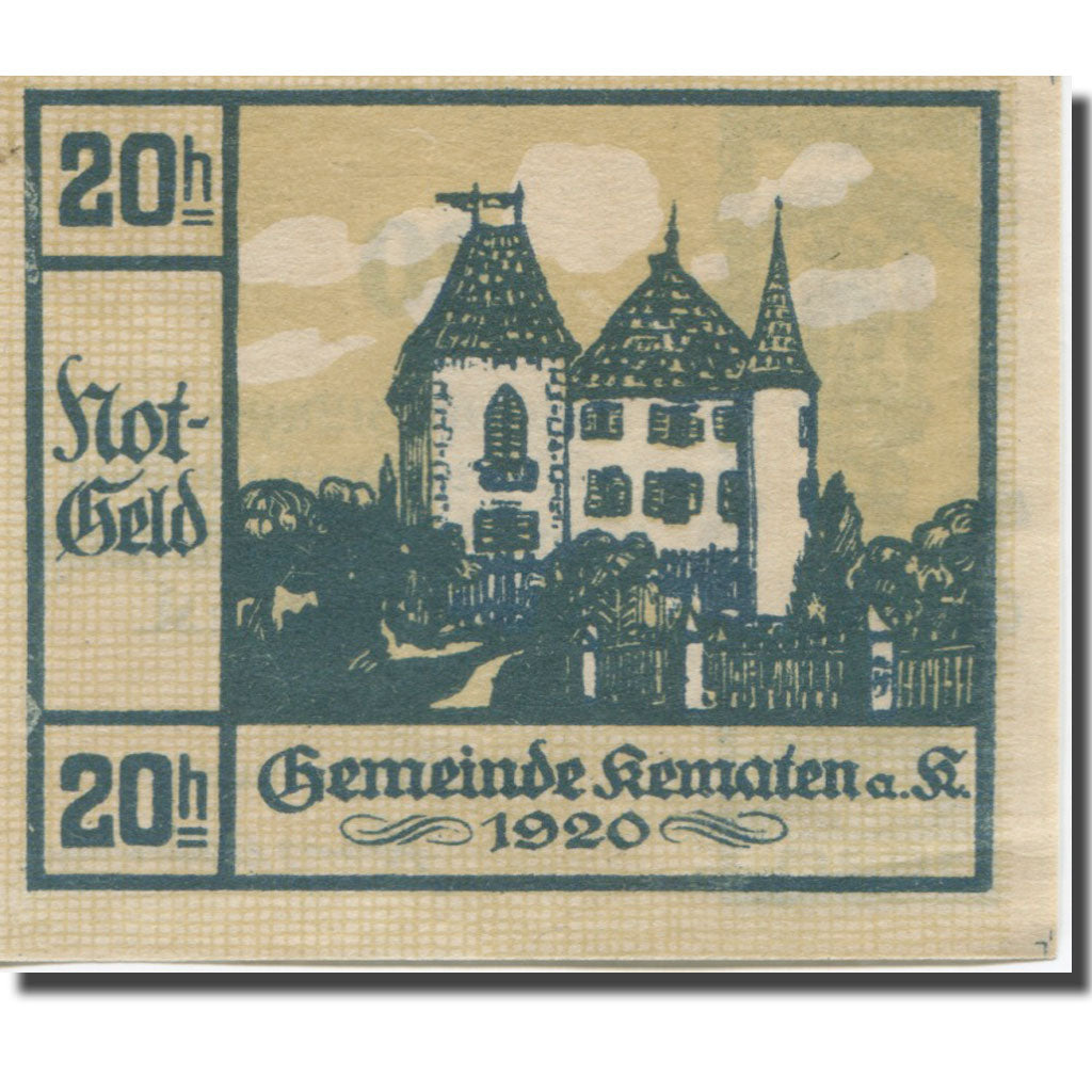 Banknote, Austria, KEMATEN, 20 Heller, château, 1920 UNC(63) Mehl:FS 430c