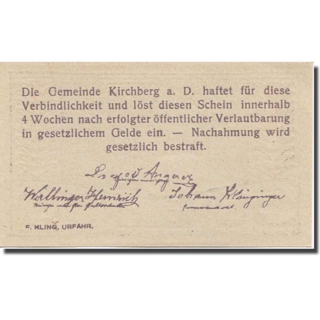 Banknote, Austria, Kirchberg, 50 Heller, fleuve, 1920, UNC(65-70), Mehl:FS 441b