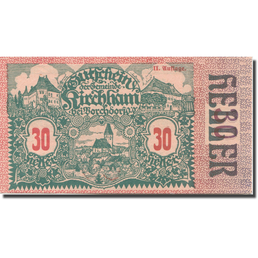 Banknote, Austria, Kirchham, 30 Heller, paysage, 1920 UNC(65-70) Mehl:FS 446