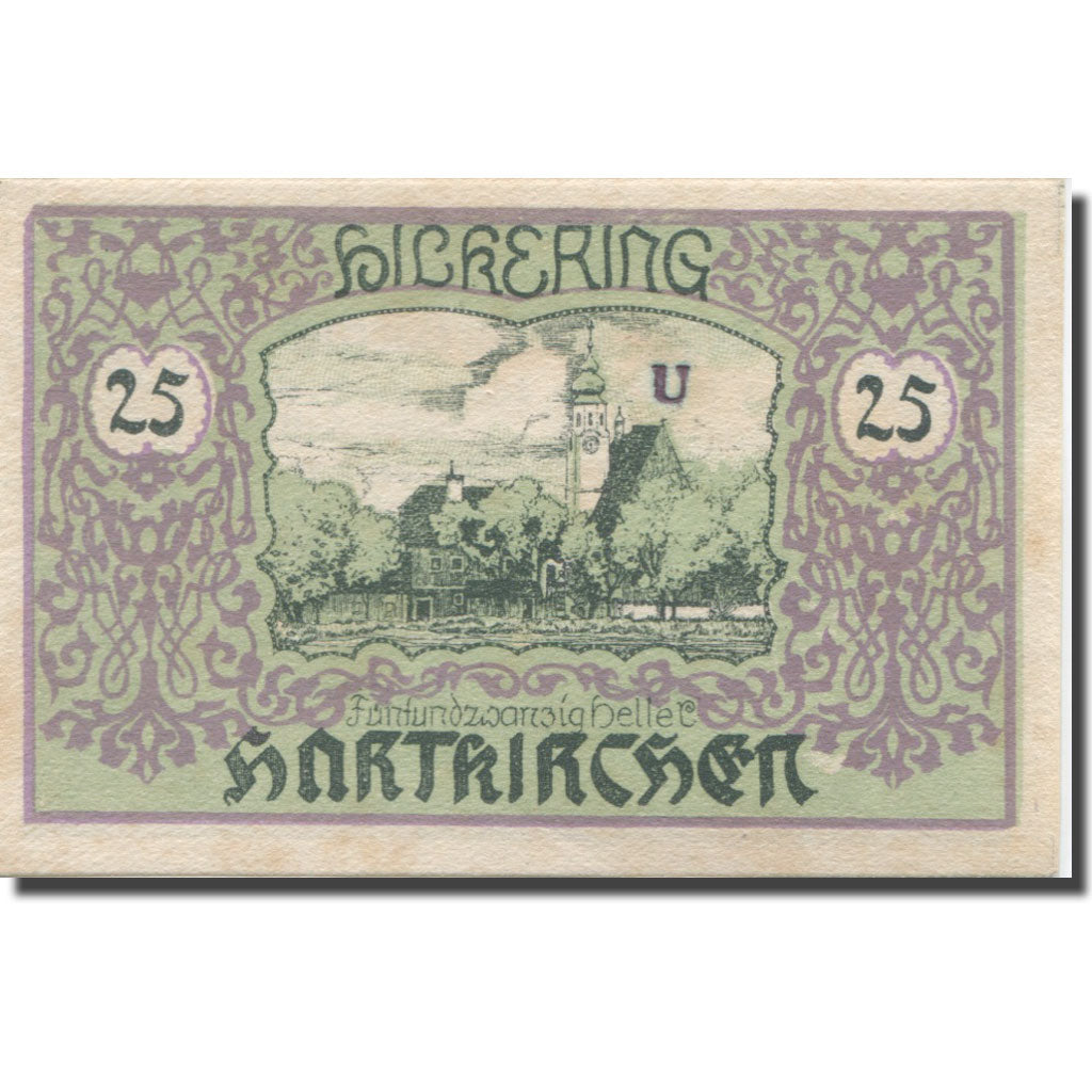 Billet, Autriche, Hartkirchen, 25 Heller, Eglise, 1920, SUP, Mehl:FS 353IIa