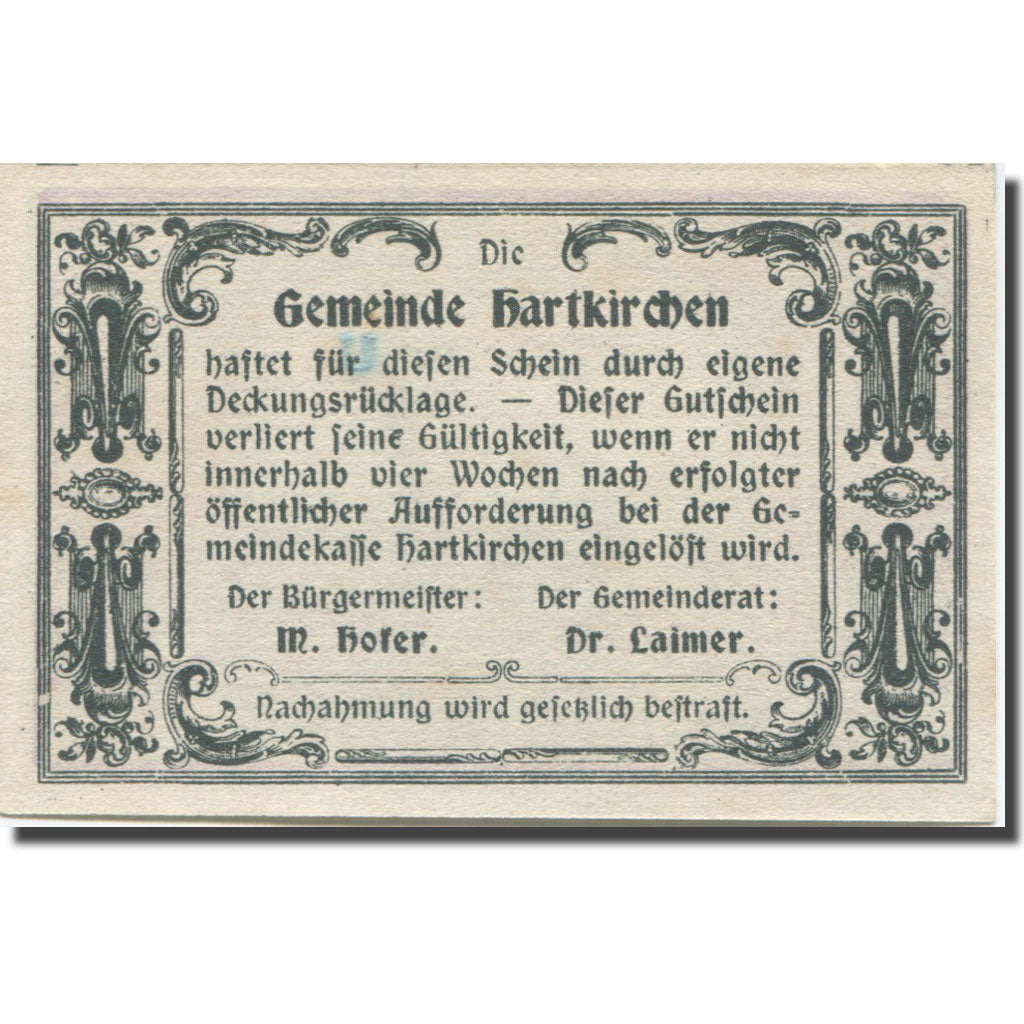 Billet, Autriche, Hartkirchen, 25 Heller, Eglise, 1920, SUP, Mehl:FS 353IIa