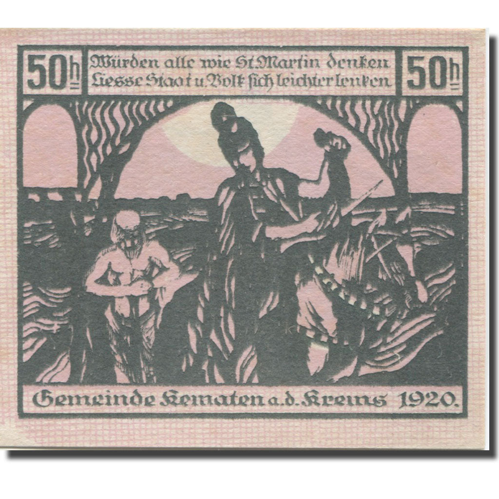 Banknote, Austria, KEMATEN, 50 Heller, Eglise, 1920 UNC(65-70) Mehl:FS 430b