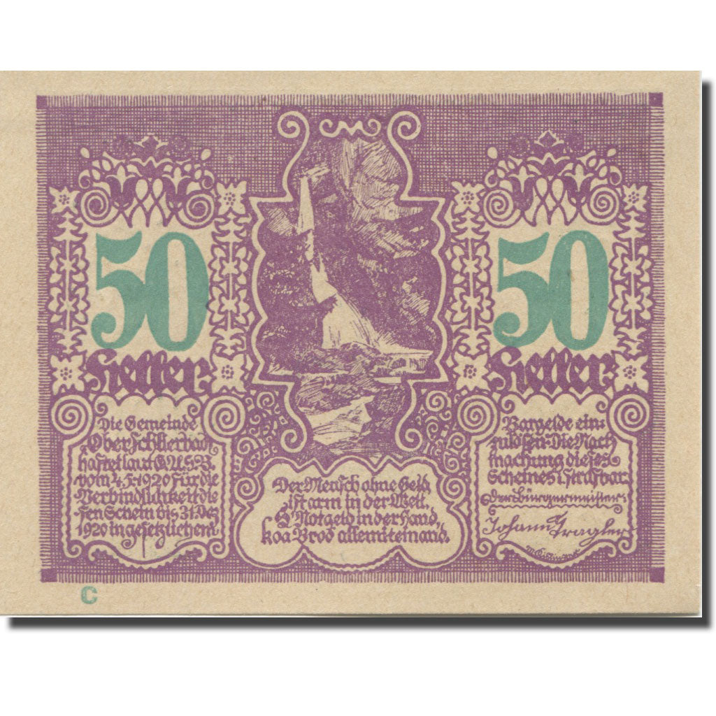 Banknote Austria Oberschlierbach 50 Heller, fleuve, 1920 UNC(65-70) Mehl:FS 694a