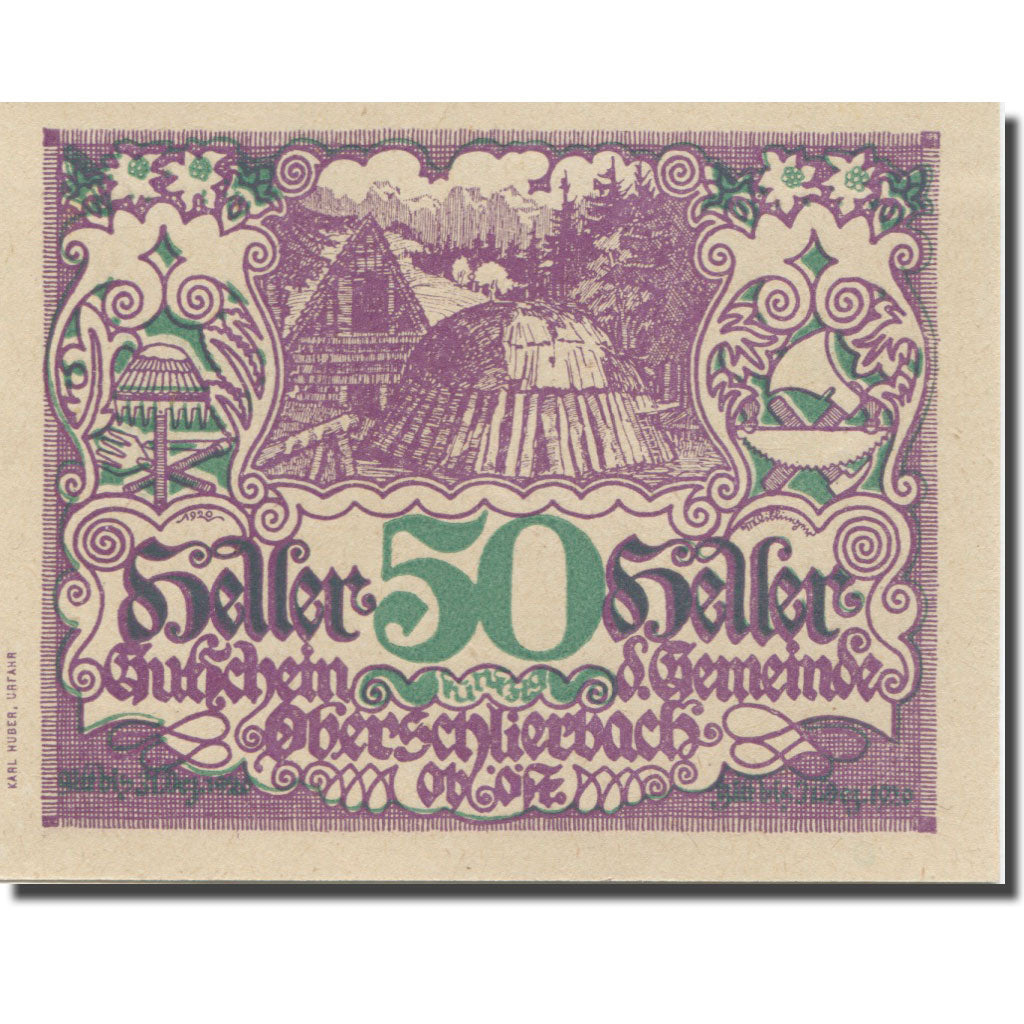 Banknote Austria Oberschlierbach 50 Heller, fleuve, 1920 UNC(65-70) Mehl:FS 694a