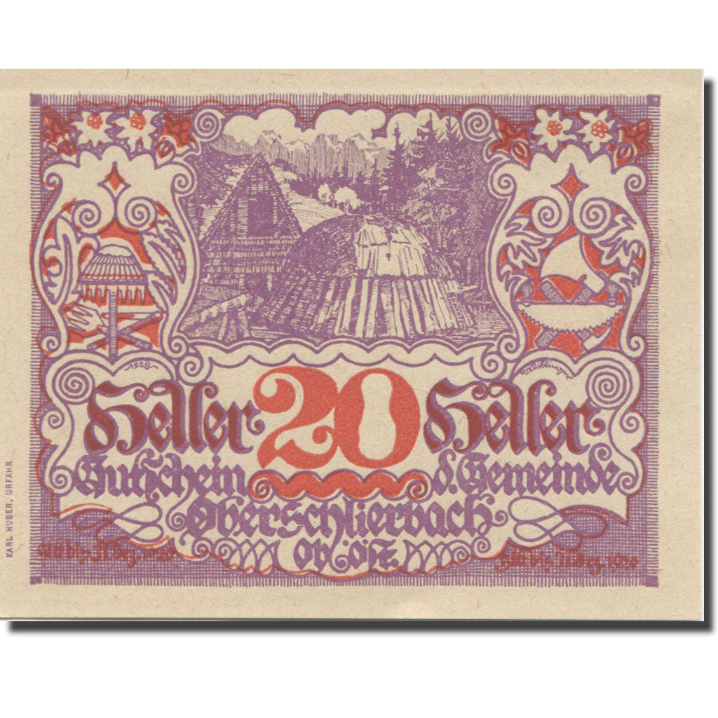 Banknote, Austria, Oberschlierbach, 20 Heller 1920 UNC (65-70) Mehl:FS 694a