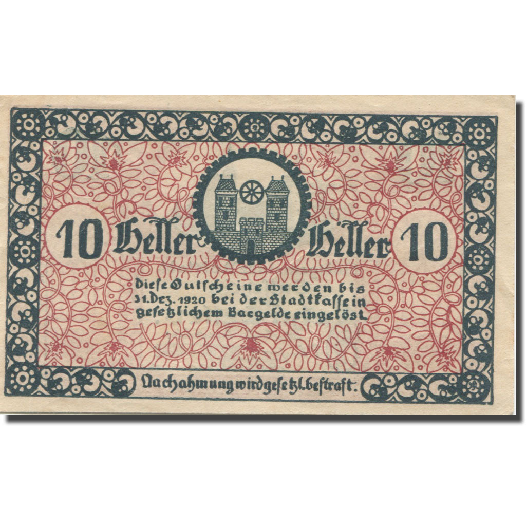 Banconote, Austria, Radstadt, 10 Heller, château 1920-12-31, SPL- Mehl:FS 811
