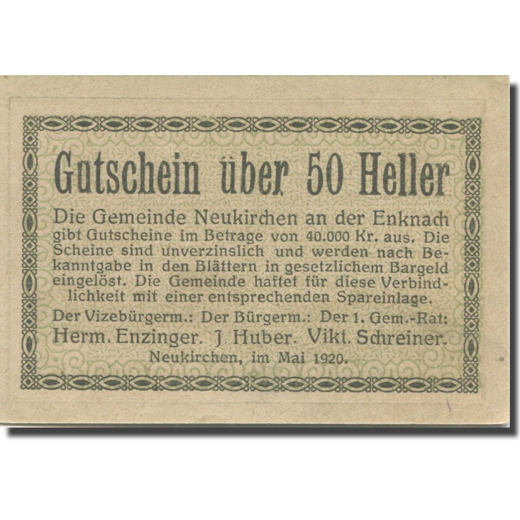 Banknote, Austria, Neukirchen, 50 Heller, Eglise, 1920, UNC(65-70), Mehl:FS 656a