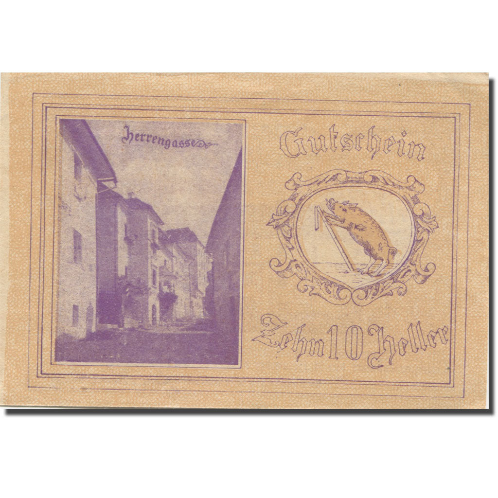 Banknote, Austria, Kremsmunster, 10 Heller, école, 1920 UNC(63) Mehl:FS 476II