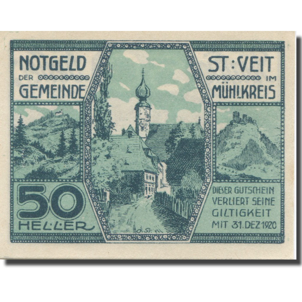 Banknote, Austria, St Veit, 50 Heller, rue, 1920 UNC(65-70) Mehl:FS 944a