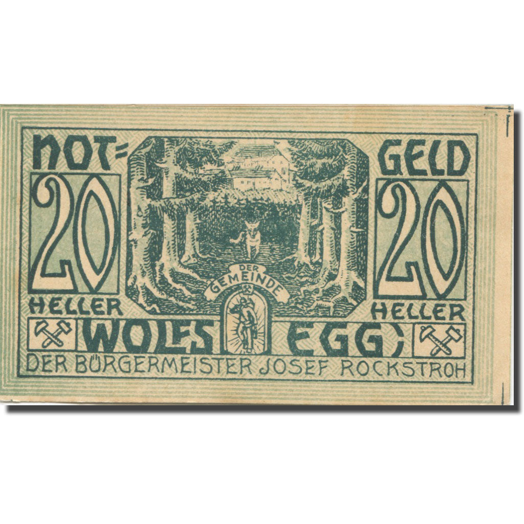 Banknote, Austria, Wolfsegg, 20 Heller, forêt 1, 1922 UNC(63) Mehl:FS 1250II