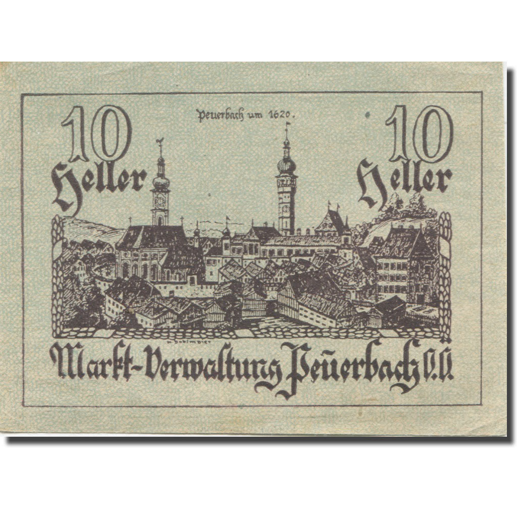 Banknote, Austria, Peuerbach, 10 Heller, village, 1920, AU(55-58) Mehl:FS 742I