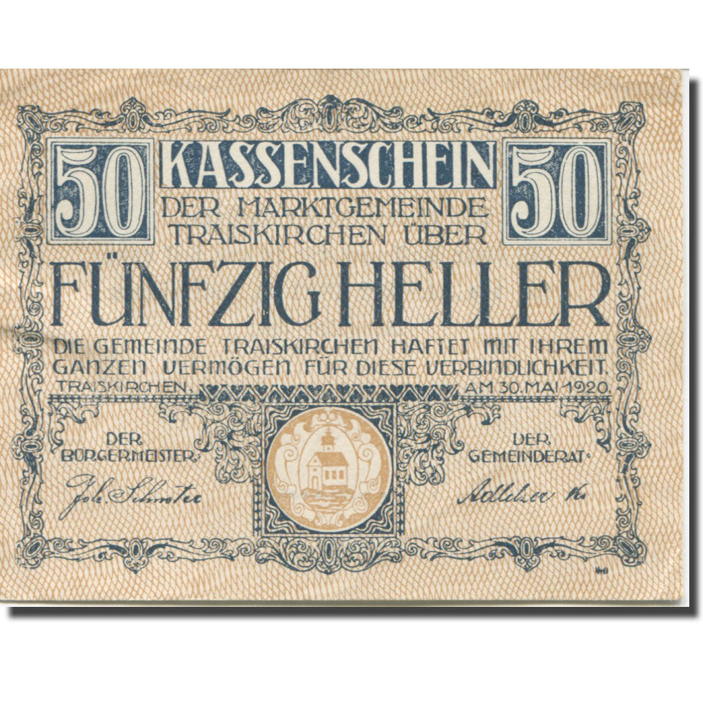 Banknote, Austria, Traiskirchen, 50 Heller, Blason, 1921 UNC(63) Mehl:FS 1077b