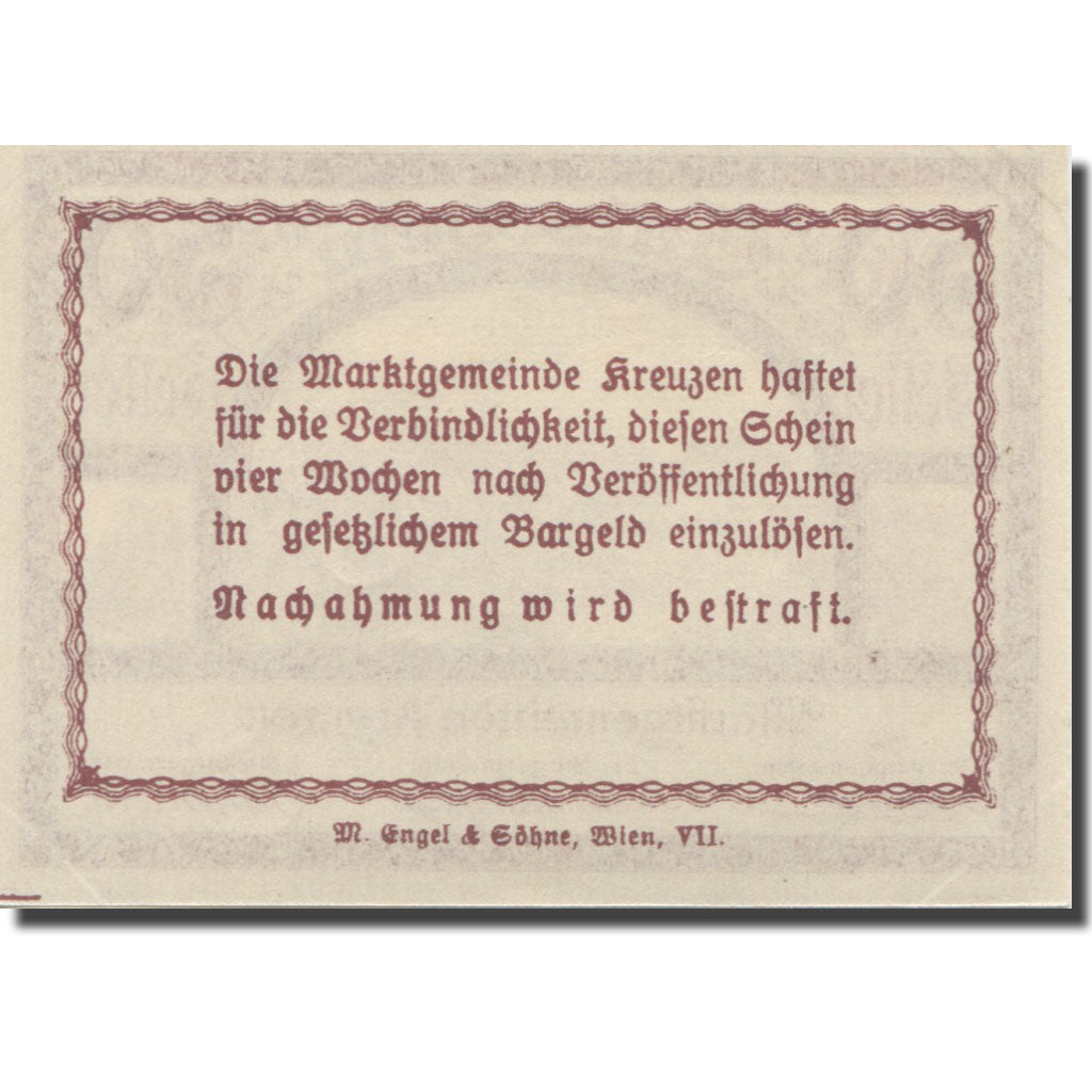 Banknote, Austria, Kreuzen, 50 Heller, village, 1920, UNC(63), Mehl:FS 479a