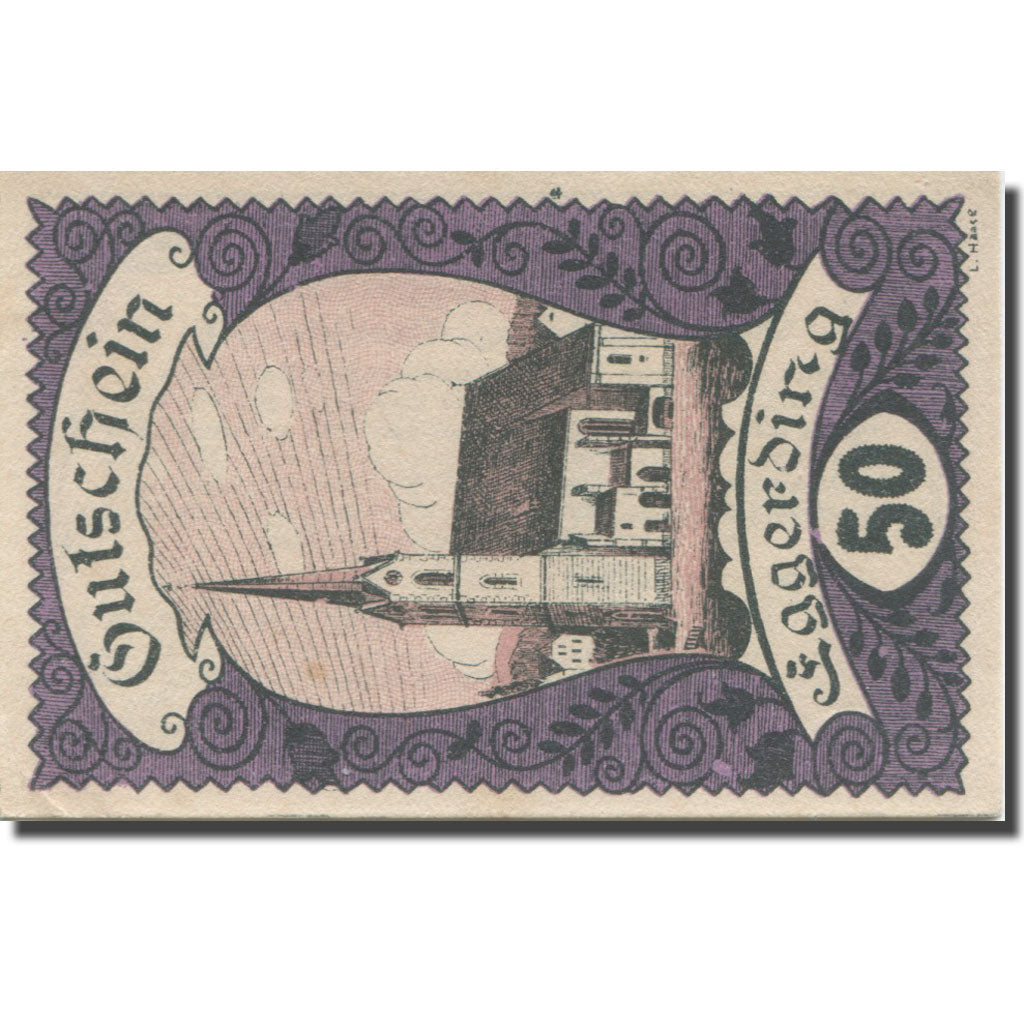 Banknote, Austria, Eggerding, 50 Heller, Eglise, 1920 UNC(63) Mehl:FS 166c