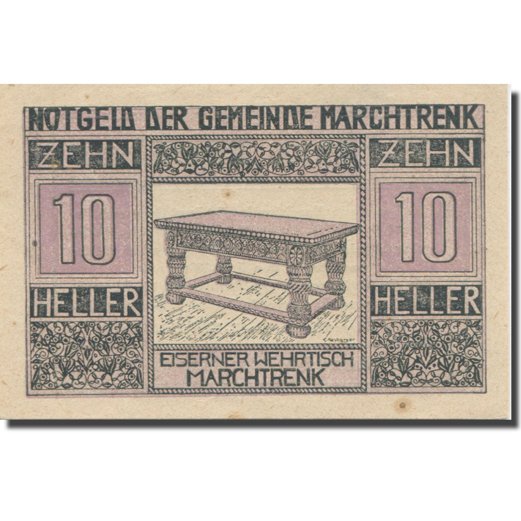 Banknote, Austria, marchtrenk, 10 Heller, table, 1920 UNC(63) Mehl:FS 581c