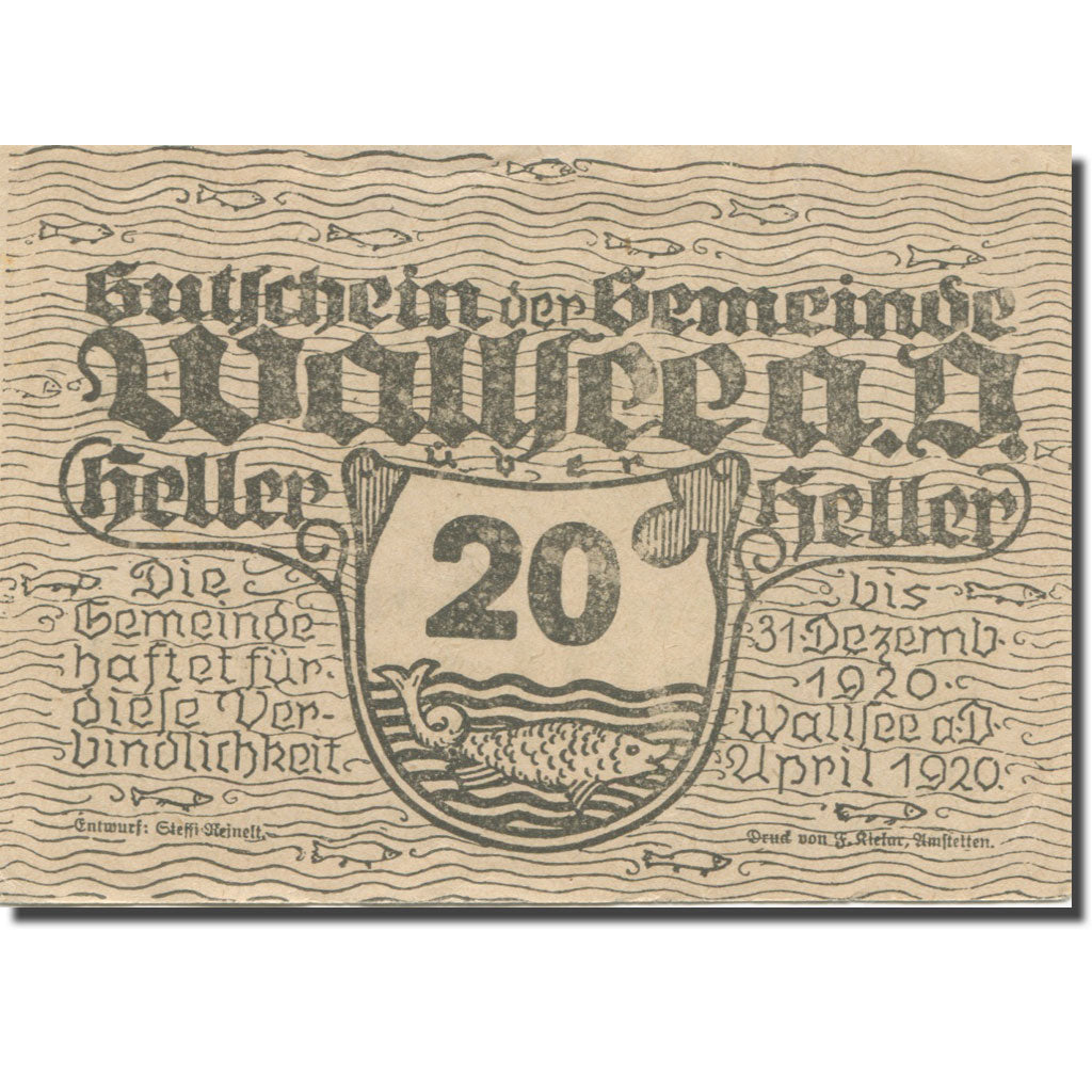 Banknote, Austria, Wallsee, 20 Heller, Blason, 1920 UNC(63) Mehl:FS 1137Ia
