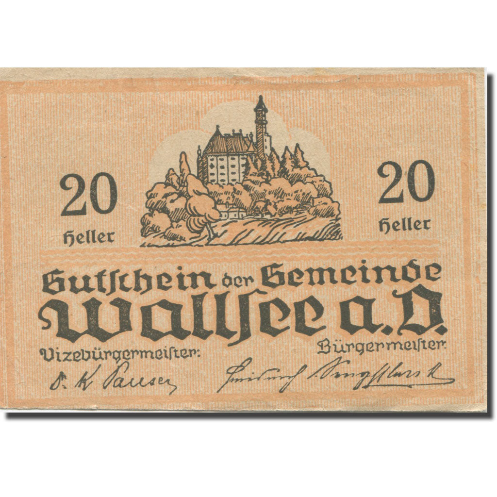 Banknote, Austria, Wallsee, 20 Heller, Blason, 1920 UNC(63) Mehl:FS 1137Ia
