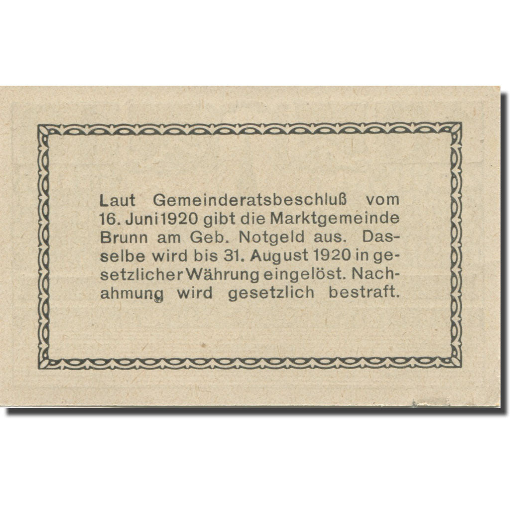 Banknote, Austria, Brunn, 10 Heller, Eglise, 1920 UNC(65-70) Mehl:FS 109a