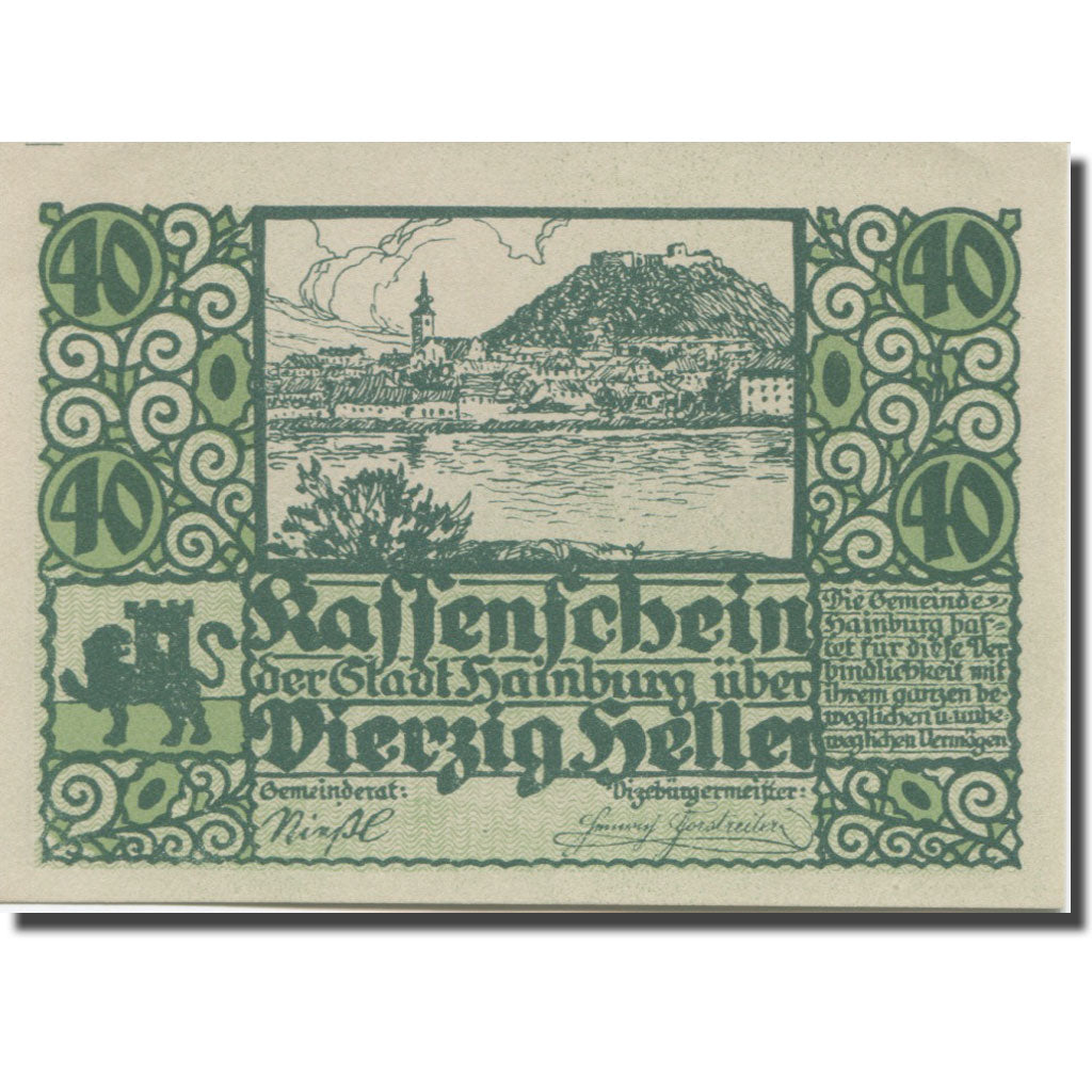 Banknote, Austria, Hainburg, 40 Heller, fleuve, 1920 UNC(65-70) Mehl:FS 337a