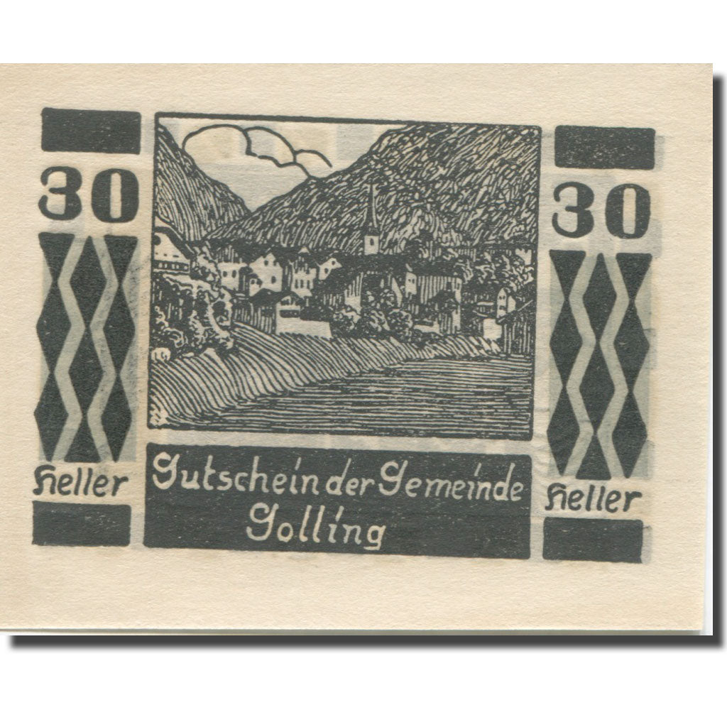 Banknote, Austria, Golling, 30 Heller, village, 1920 UNC(65-70) Mehl:FS 249
