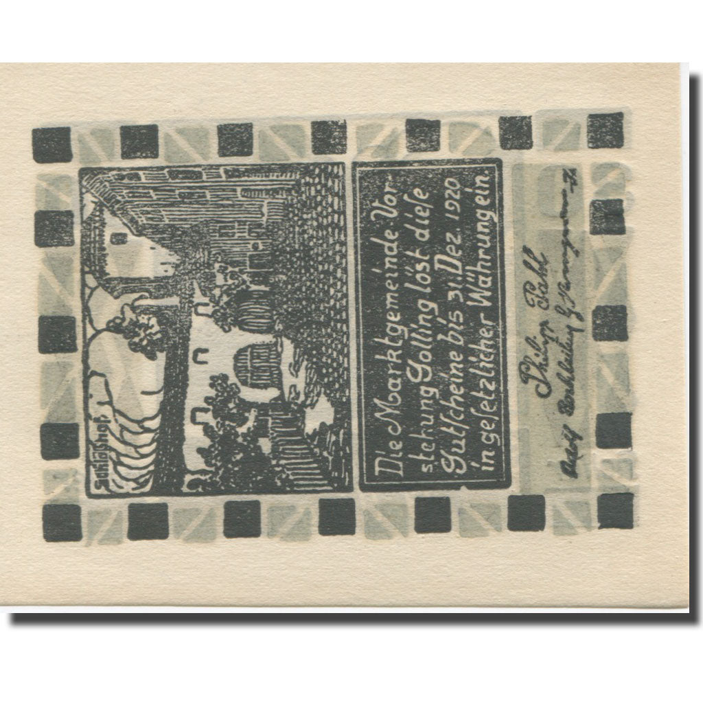 Banknote, Austria, Golling, 30 Heller, village, 1920 UNC(65-70) Mehl:FS 249