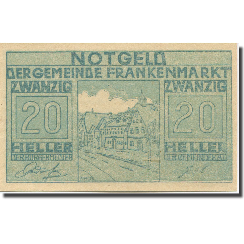 Banknote, Austria, Frankenmarkt, 20 Heller, rue, 1921 UNC(65-70) Mehl:FS 209a