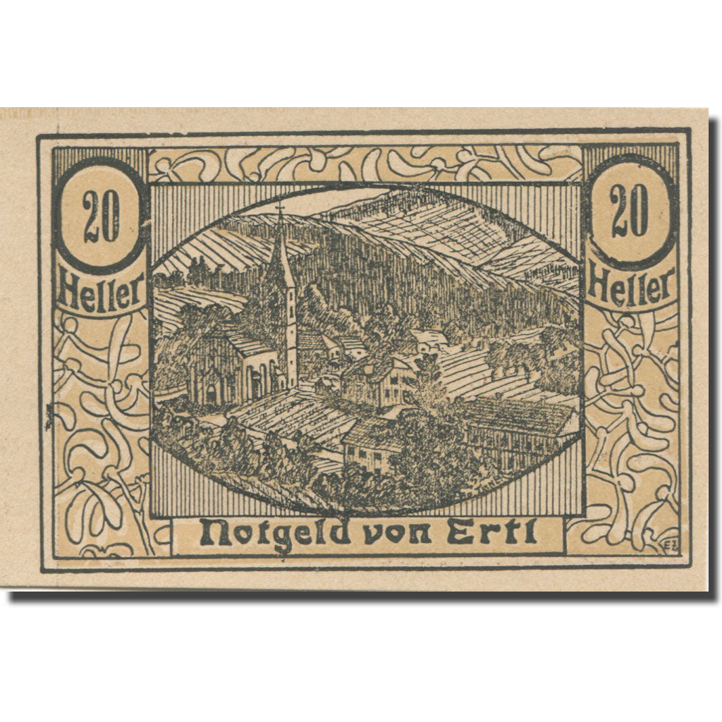 Banknote, Austria, Ertl, 20 Heller, paysage, 1920 UNC(65-70) Mehl:FS 185a