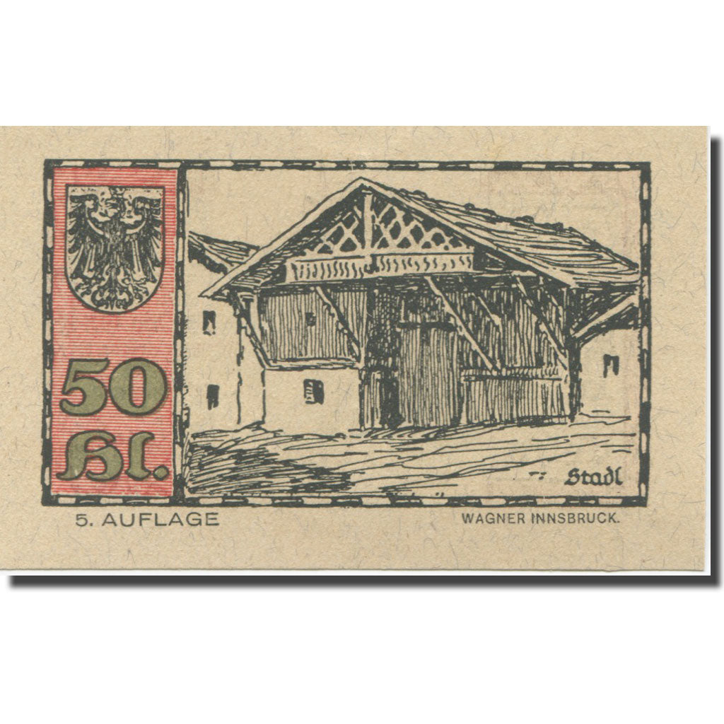 Banknote, Austria, Telfs, 50 Heller, personnage, 1920, UNC(65-70), Mehl:FS 1061a
