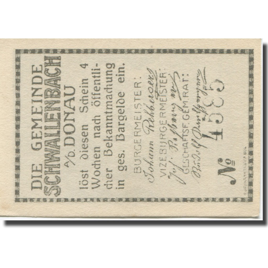 Geldschein Österreich Schwallenbach, 10 Heller, Blason, 1920, UNZ-, Mehl:FS 1122