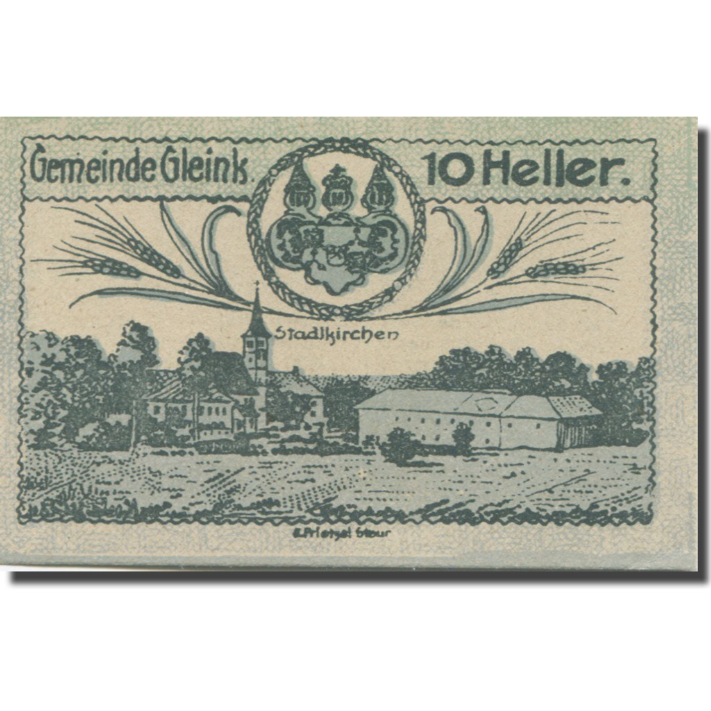 Banknote, Austria, Gleink, 10 Heller, village, 1920 UNC(65-70) Mehl:FS 237a
