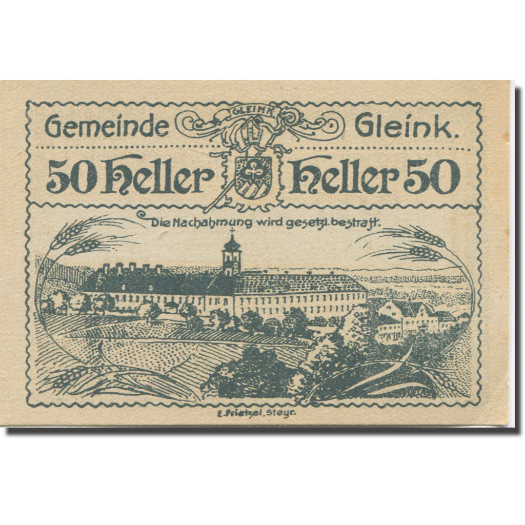 Geldschein Österreich Gleink, 50 Heller, monastère 1920-12-31, UNZ- Mehl:FS 237a