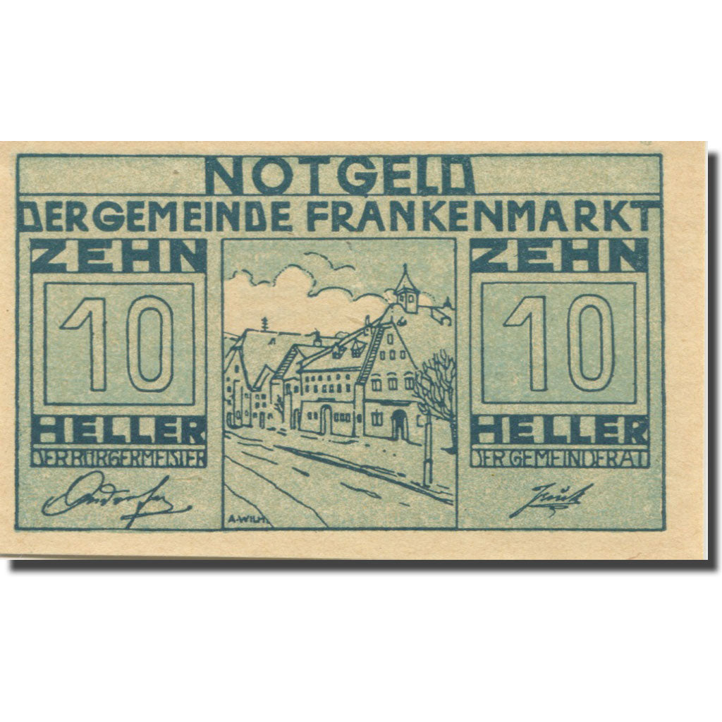 Banknote, Austria, Frankenmarkt, 10 Heller, rue, 1921 UNC(65-70) Mehl:FS 209a