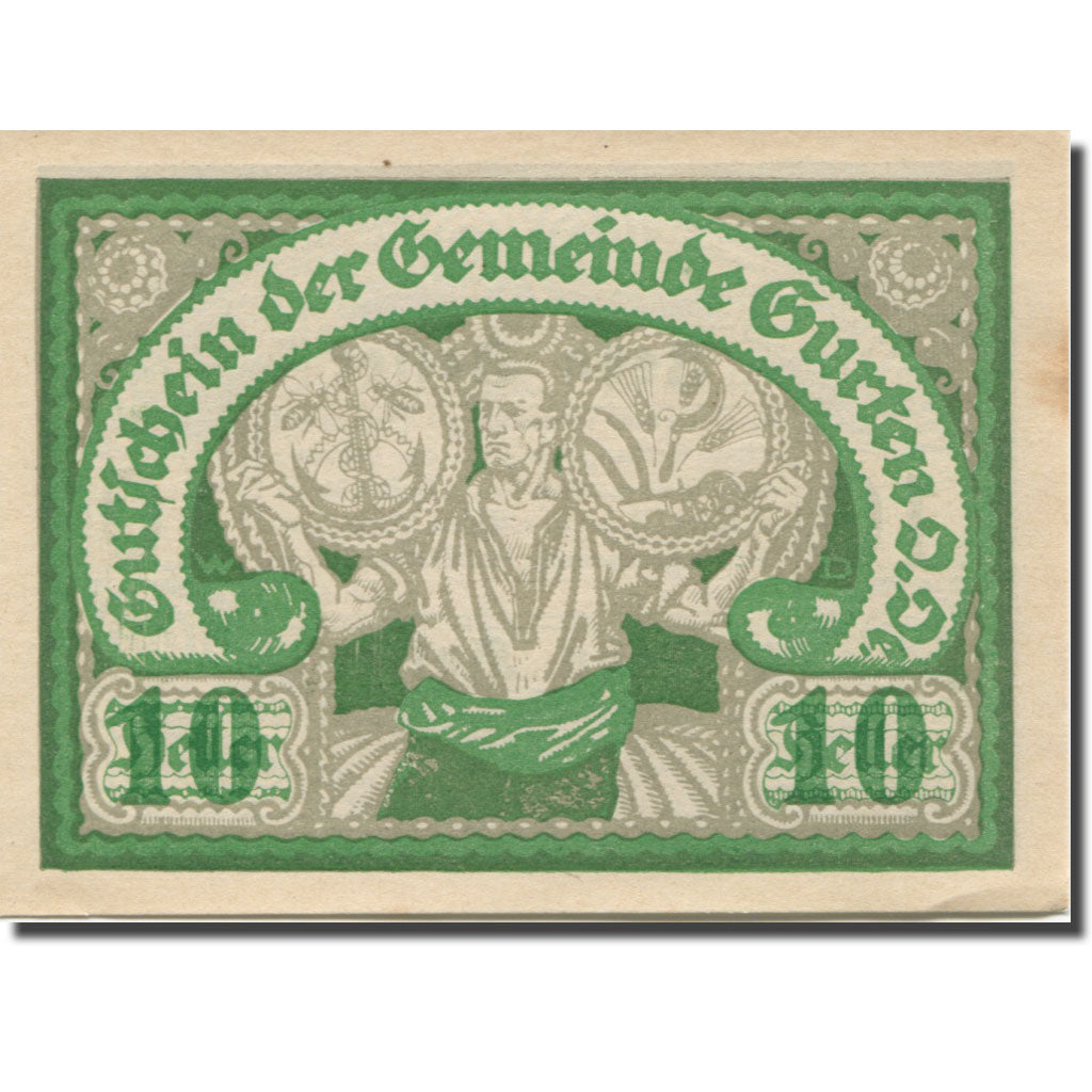 Banknote, Austria, Gurten, 10 Heller, personnage, 1920 UNC(63) Mehl:FS 312A