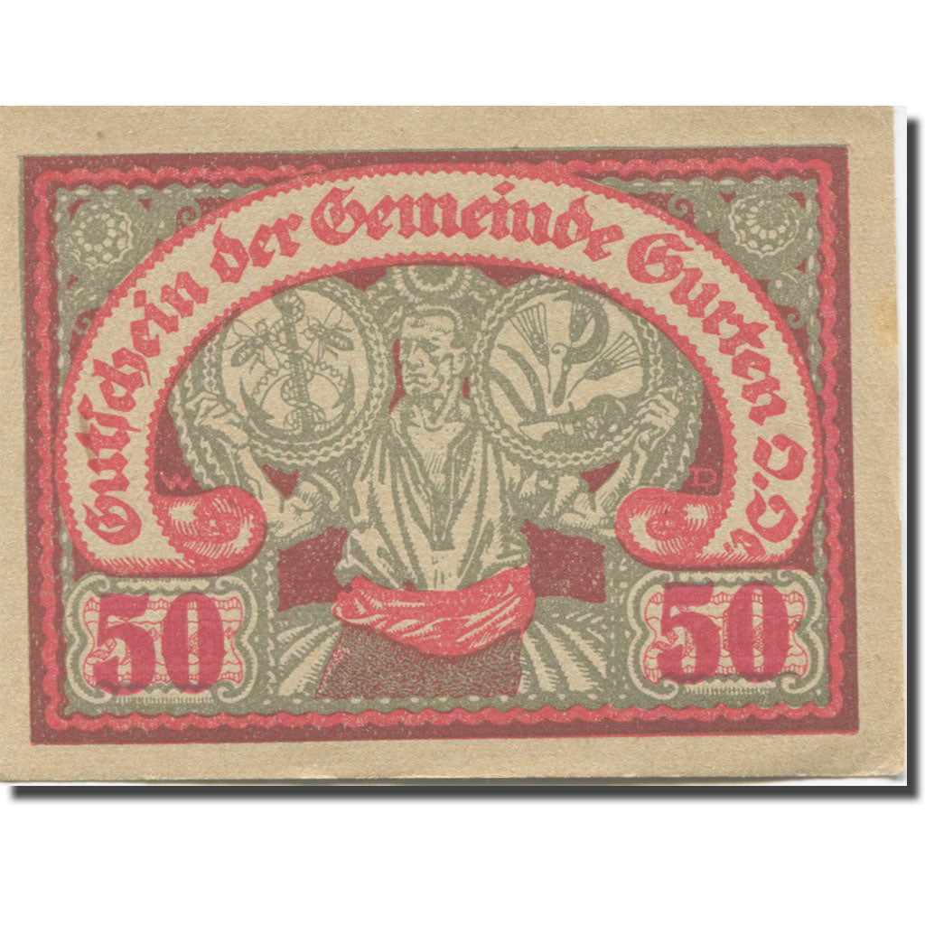 Banknote, Austria, Gurten, 50 Heller, personnage, 1920 UNC(63) Mehl:FS 312B