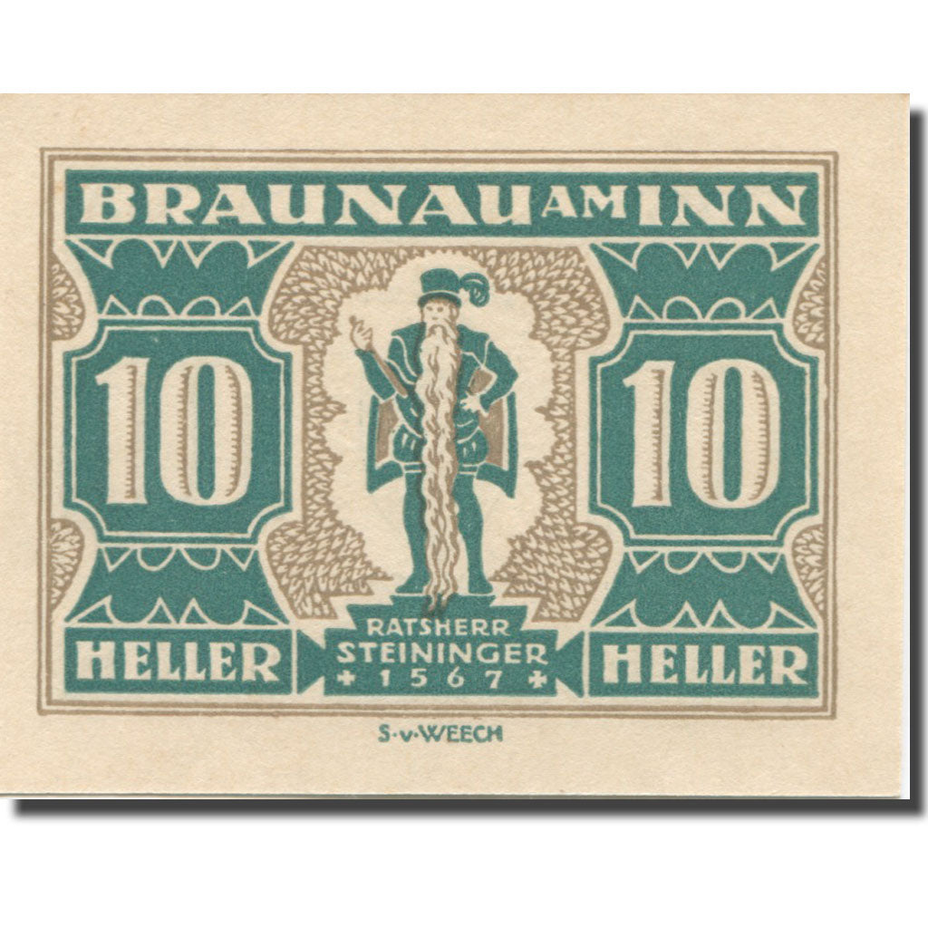 Banknote, Austria, Braunau, 10 Heller, Blason, 1920 UNC(65-70) Mehl:FS 101